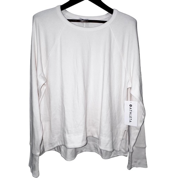 Athleta Tops - Athleta Coaster Luxe‎ Rib High Hip Sweatshirt Womens XL TALL Magnolia White NWT